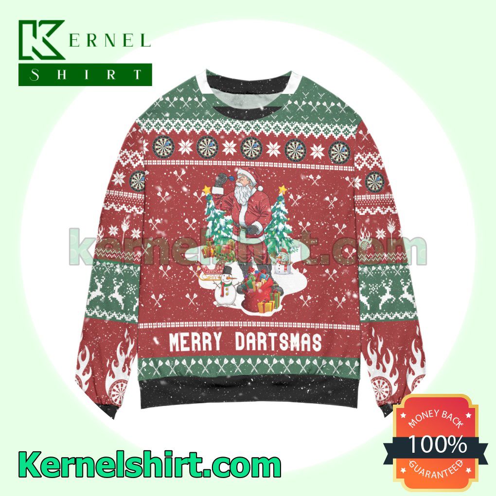 Santa Claus Merry Dartsmas Knitted Christmas Sweatshirts