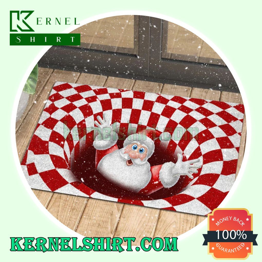 Santa Claus Red And White Bottomless Hole Merry Christmas Welcome Mats a