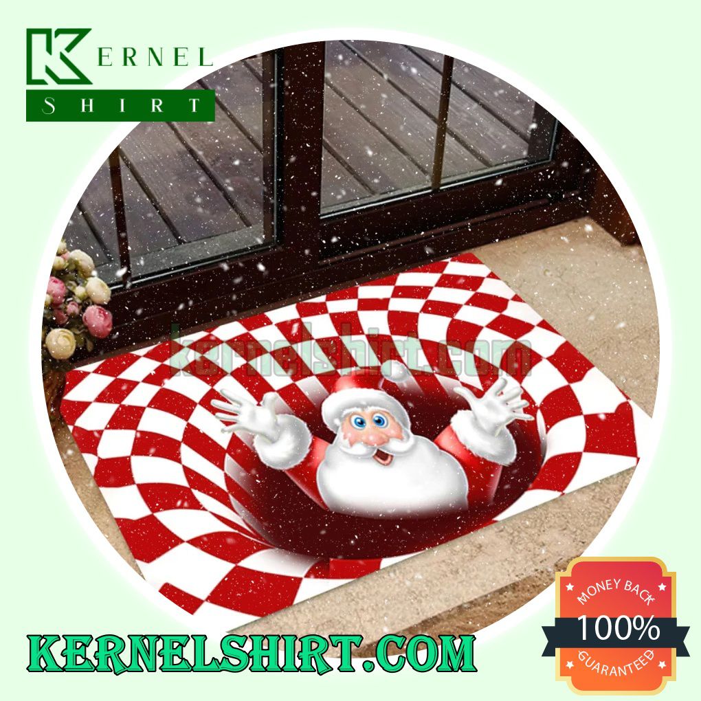 Santa Claus Red And White Bottomless Hole Merry Christmas Welcome Mats