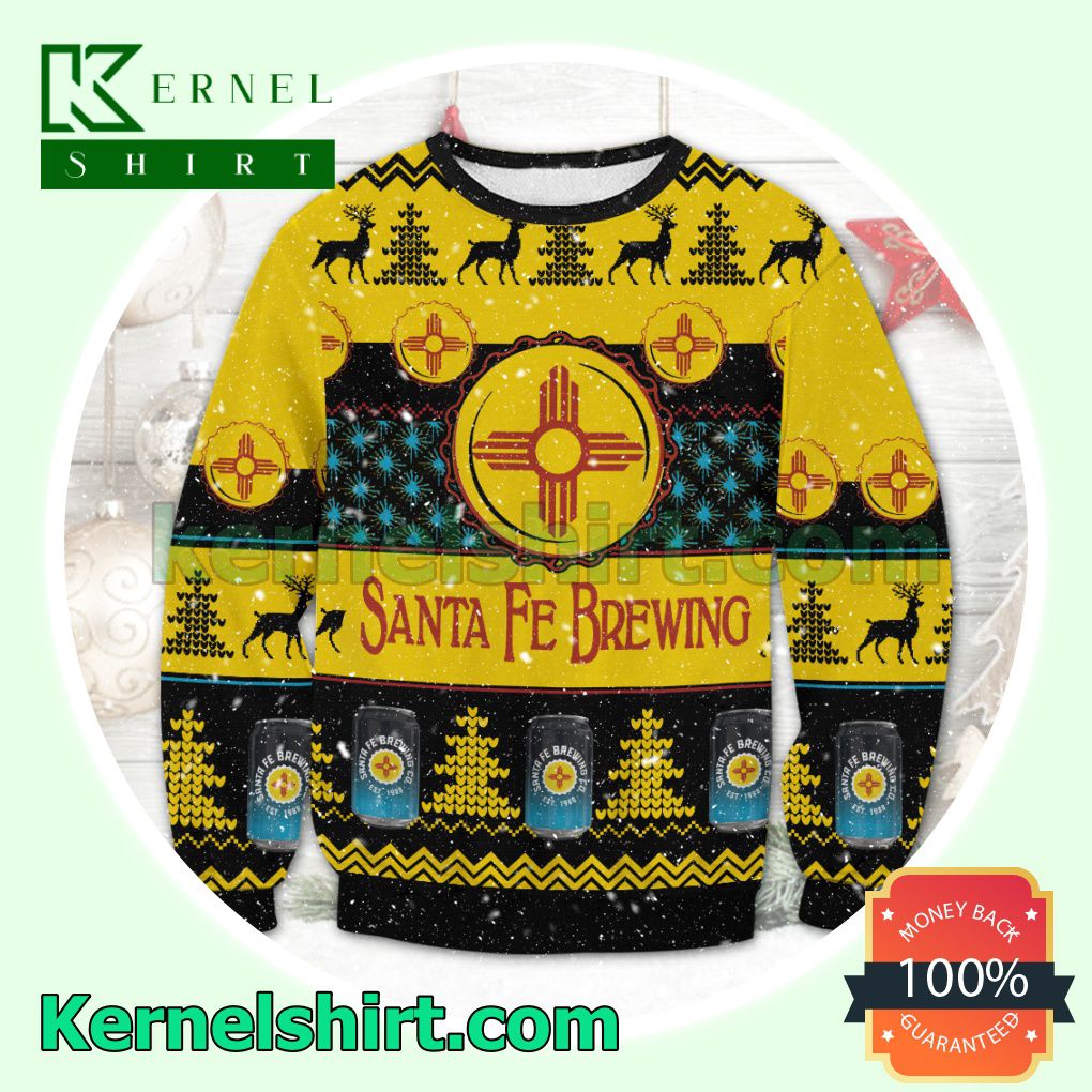 Santa Fe Brewing Beer Est 1988 Logo Reindeer Knitted Christmas Sweatshirts