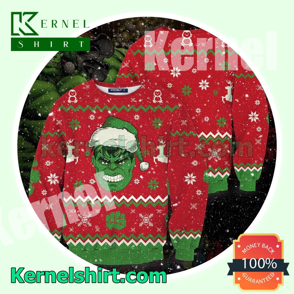 Santa Hulk Smashin' Marvel Knitted Christmas Sweatshirts