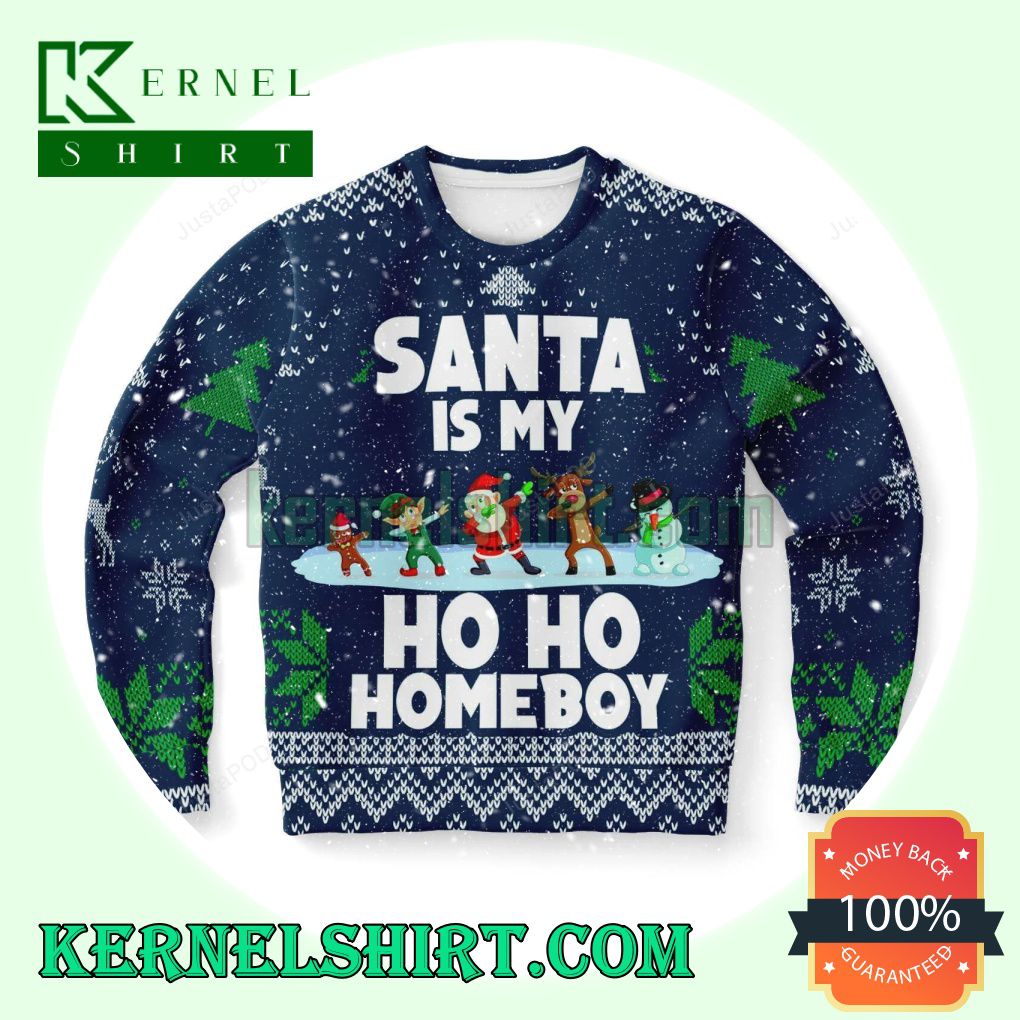 Santa Is My Ho Ho Homeboy Knitting Christmas Sweatshirts