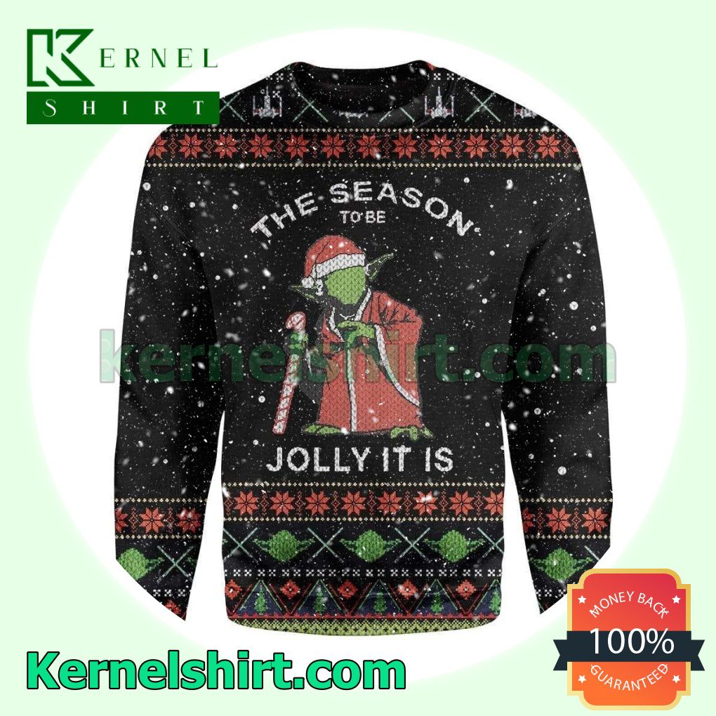 Santa Yoda Star Wars This Season To Be Jolly It Is Knitted Christmas Sweatshirts
