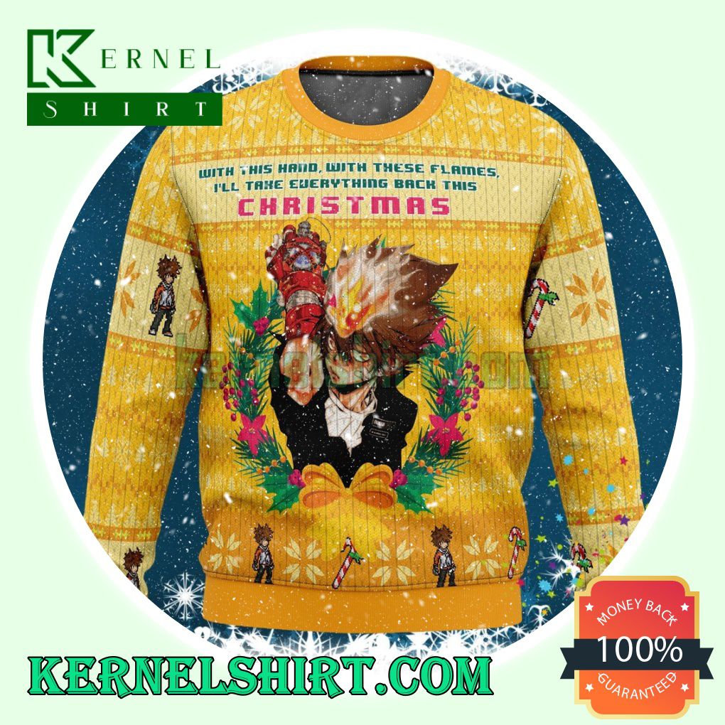 Sawada Tsunayoshi With This Hand, With These Flames Katekyo Hitman Reborn Knitting Christmas Sweatshirts