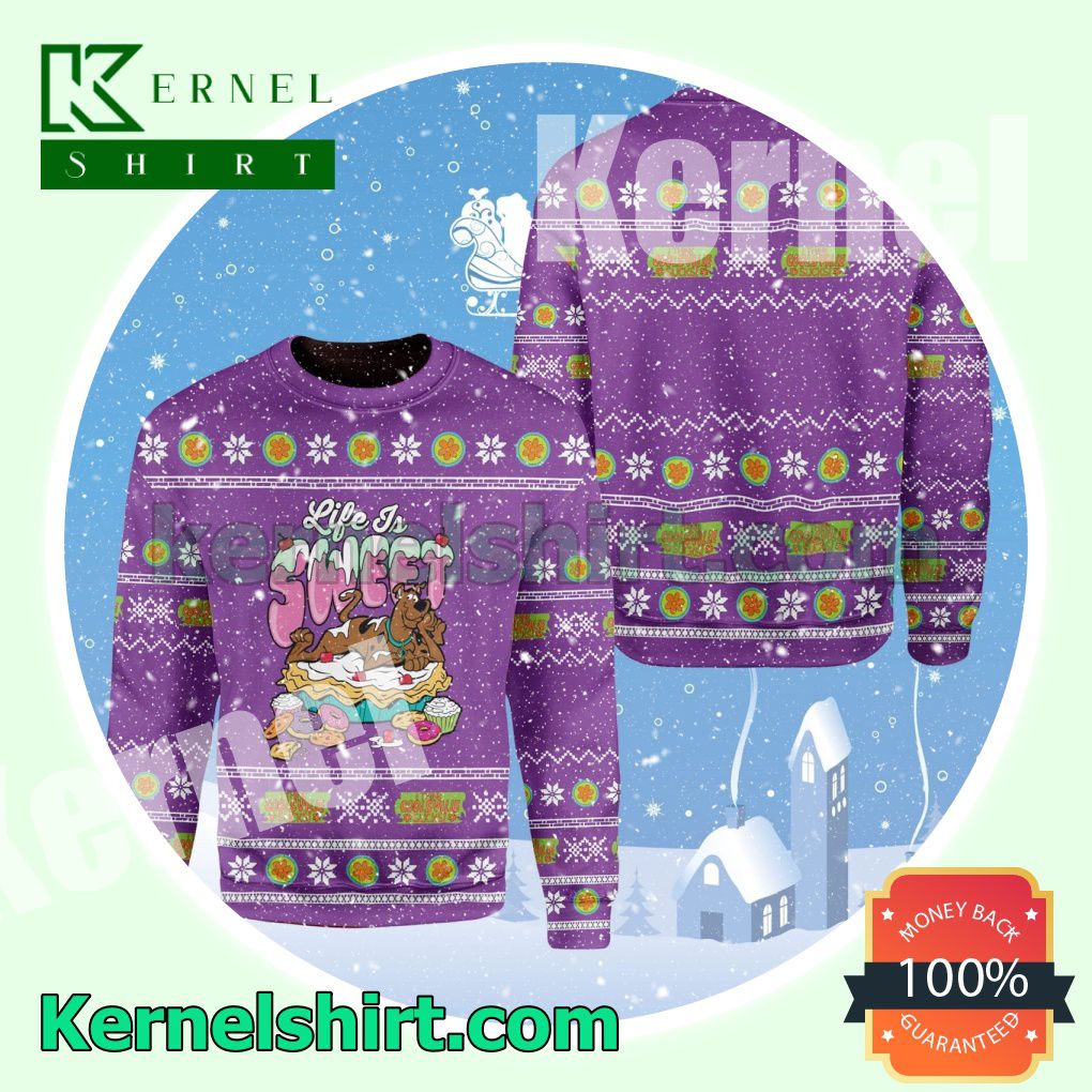 Scooby Doo Life Is Sweet Donut Cake Snowflake Knitted Christmas Sweatshirts