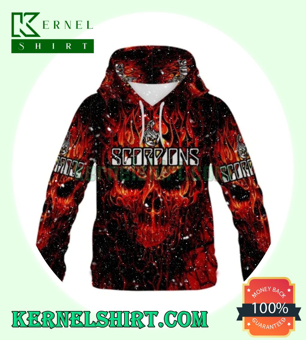 Scorpions Fire Skull Hooded Sweatshirts