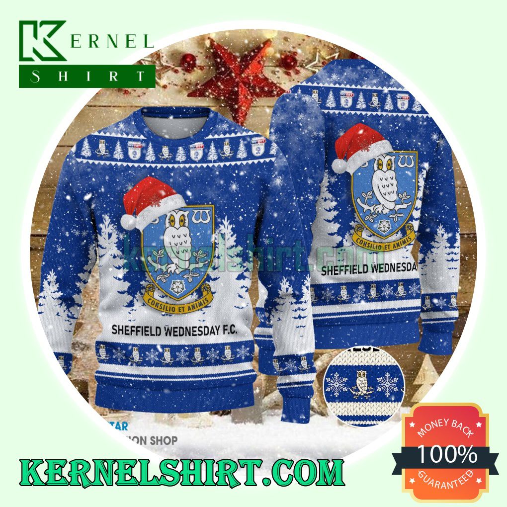 Sheffield Wednesday Club Santa Hat Xmas Knit Sweaters