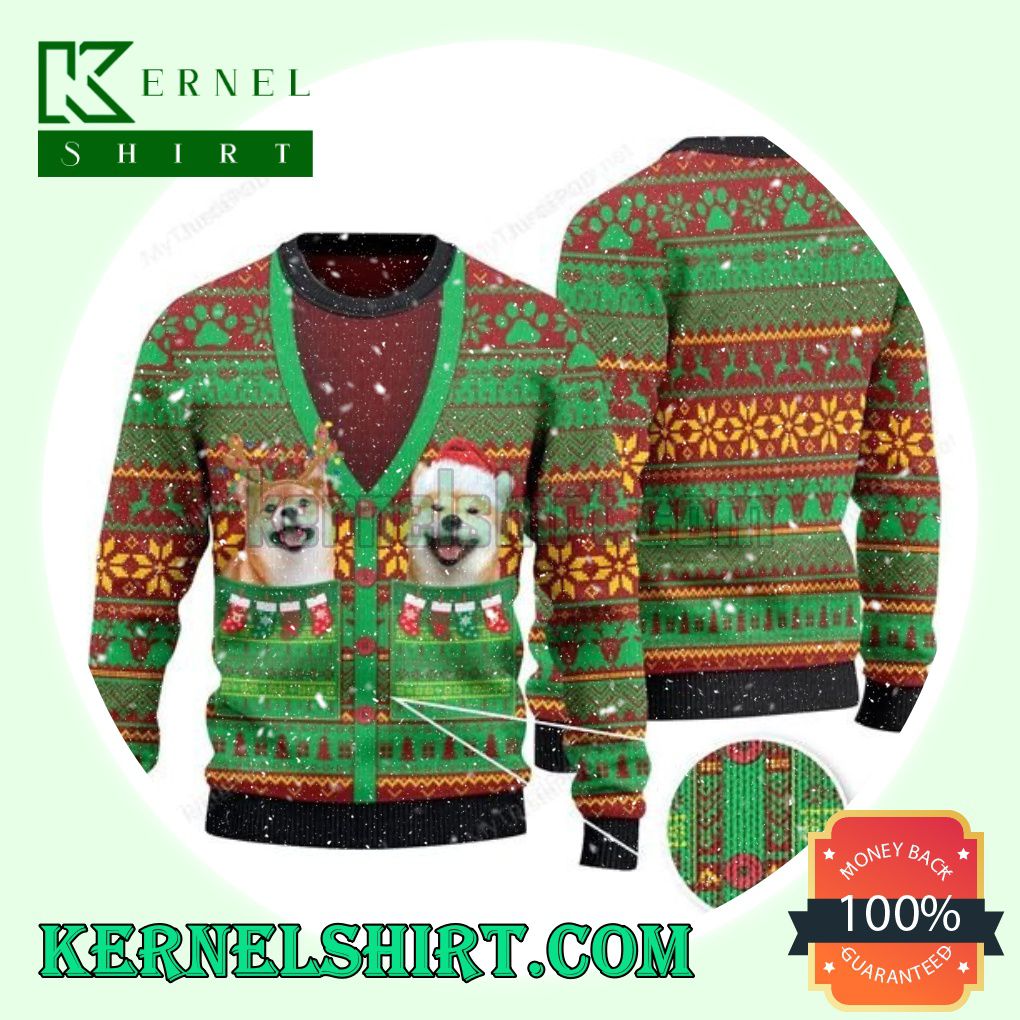 Shiba Inu Cardigan Knitting Christmas Sweatshirts