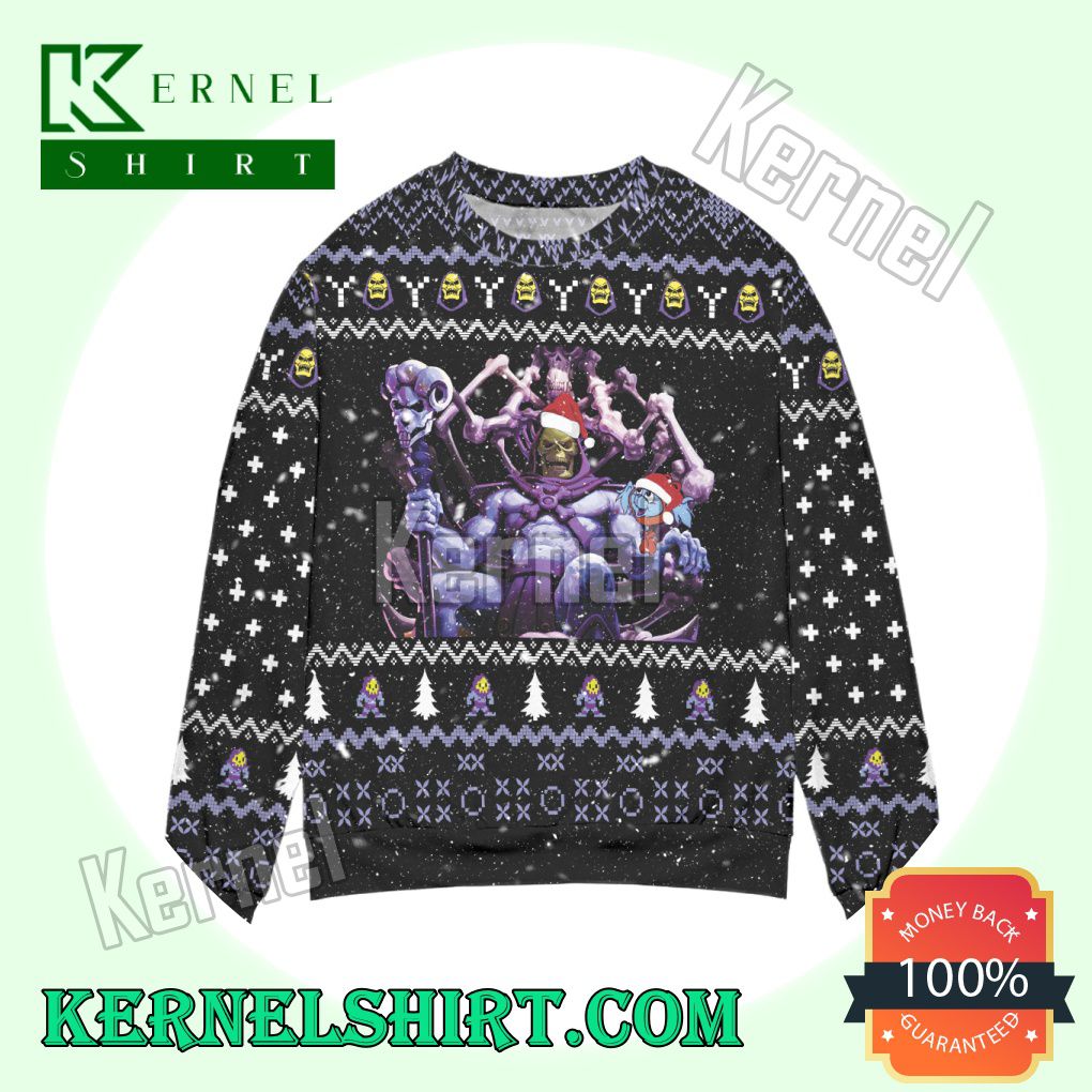 Skeletor And Panthor Art Snowflake Knitted Christmas Sweatshirts