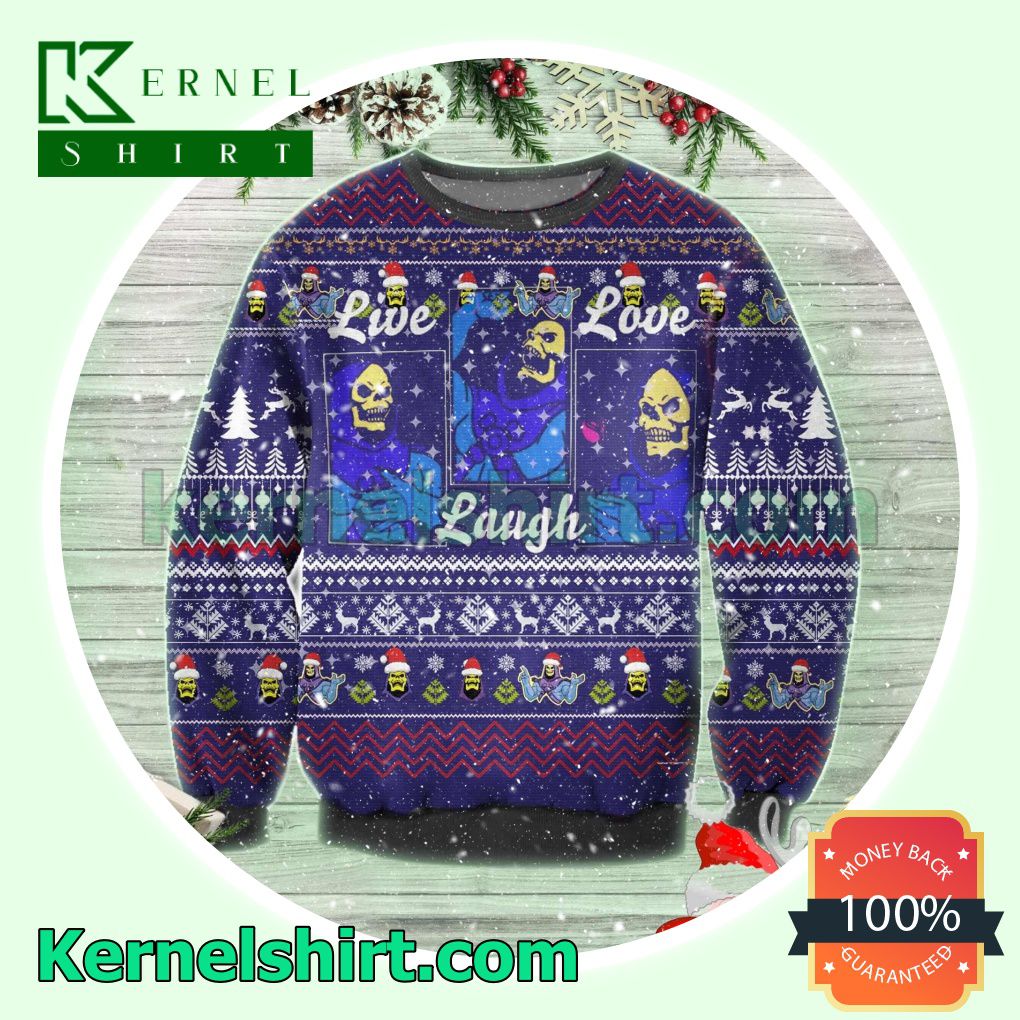 Skeletor Live Laugh Love Masters Of The Universe Xmas Knitted Sweaters