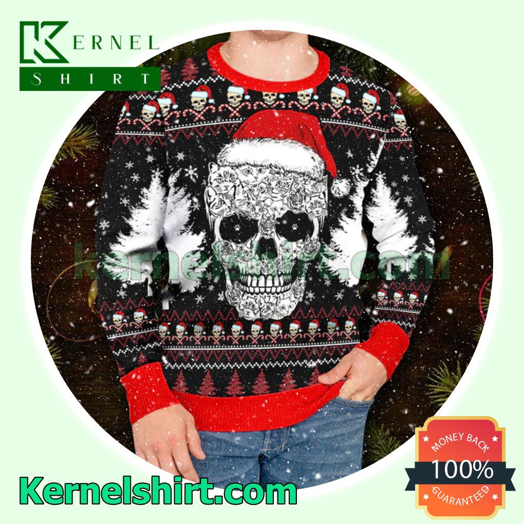 Skull Christmas Pattern Skull Xmas Knit Jumper Sweaters