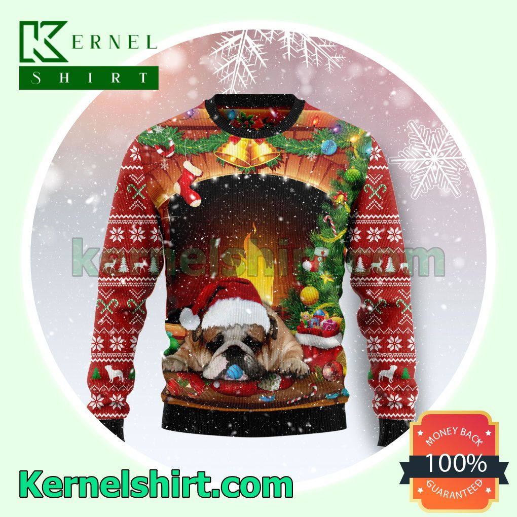 Sleeping Bulldog Xmas Christmas Sweatshirts