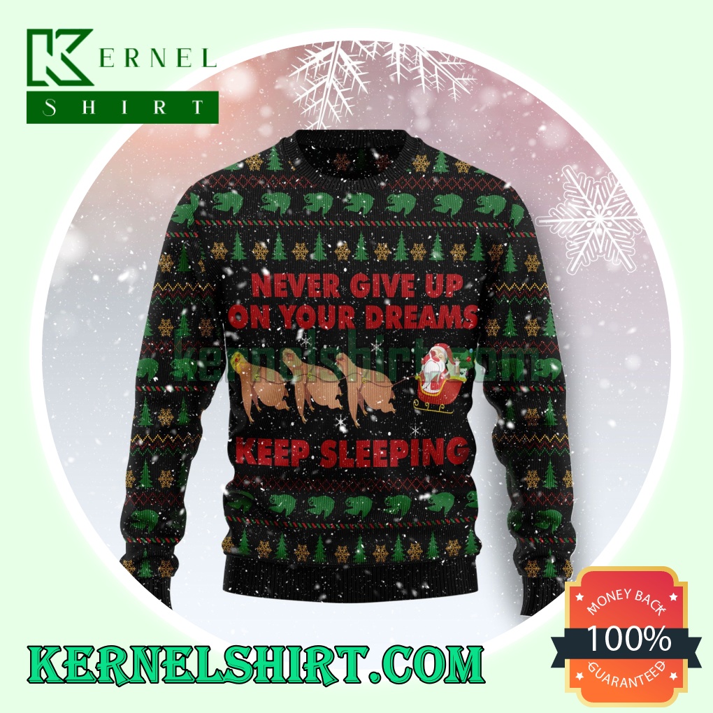 Sloth Keep Sleeping Knitting Christmas Sweatshirts