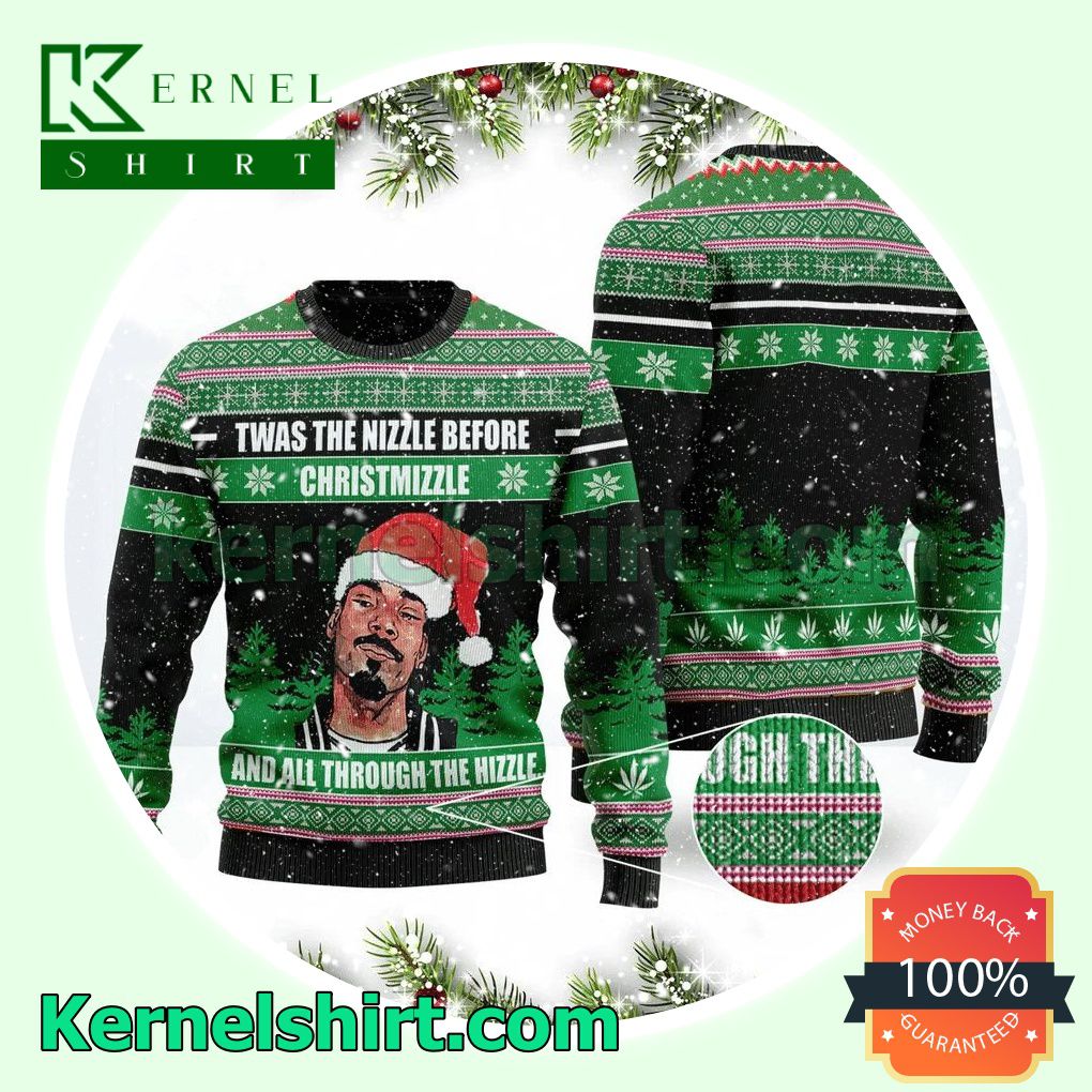 Snoop Dogg Twas The Nizzle Before Christmizzle And All Through The Hizzle Xmas Knitted Sweaters