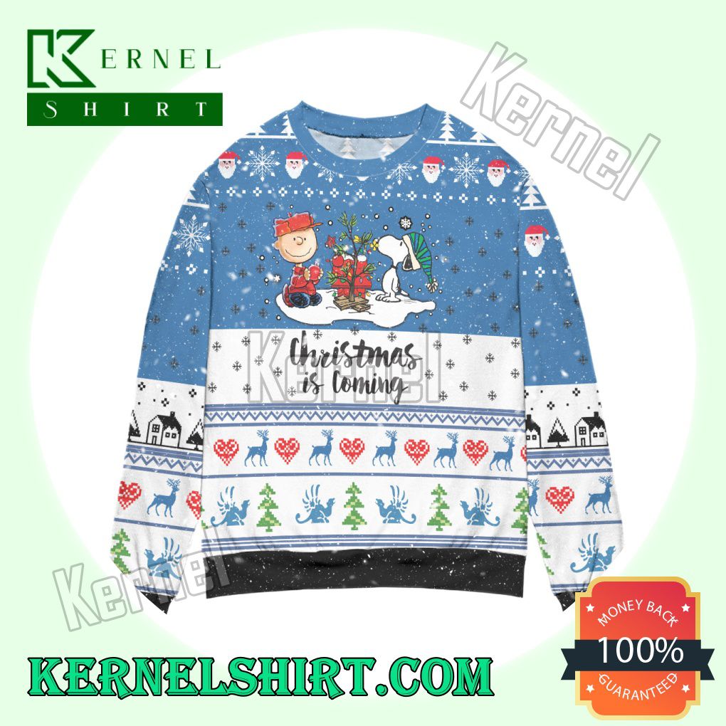 Snoopy Dog Is Coming Snowflake Knitted Christmas Sweatshirts