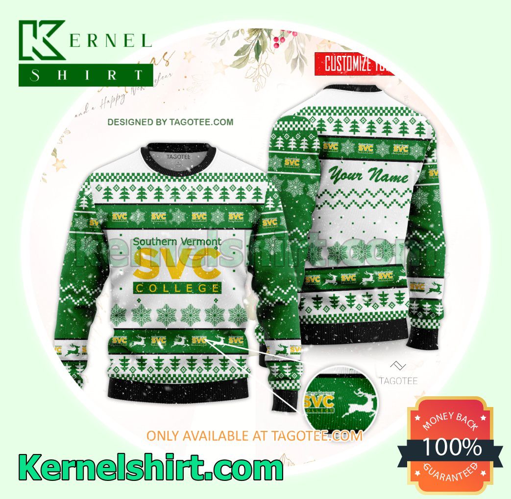 Southern Vermont College Logo Xmas Knit Jumper Sweaters