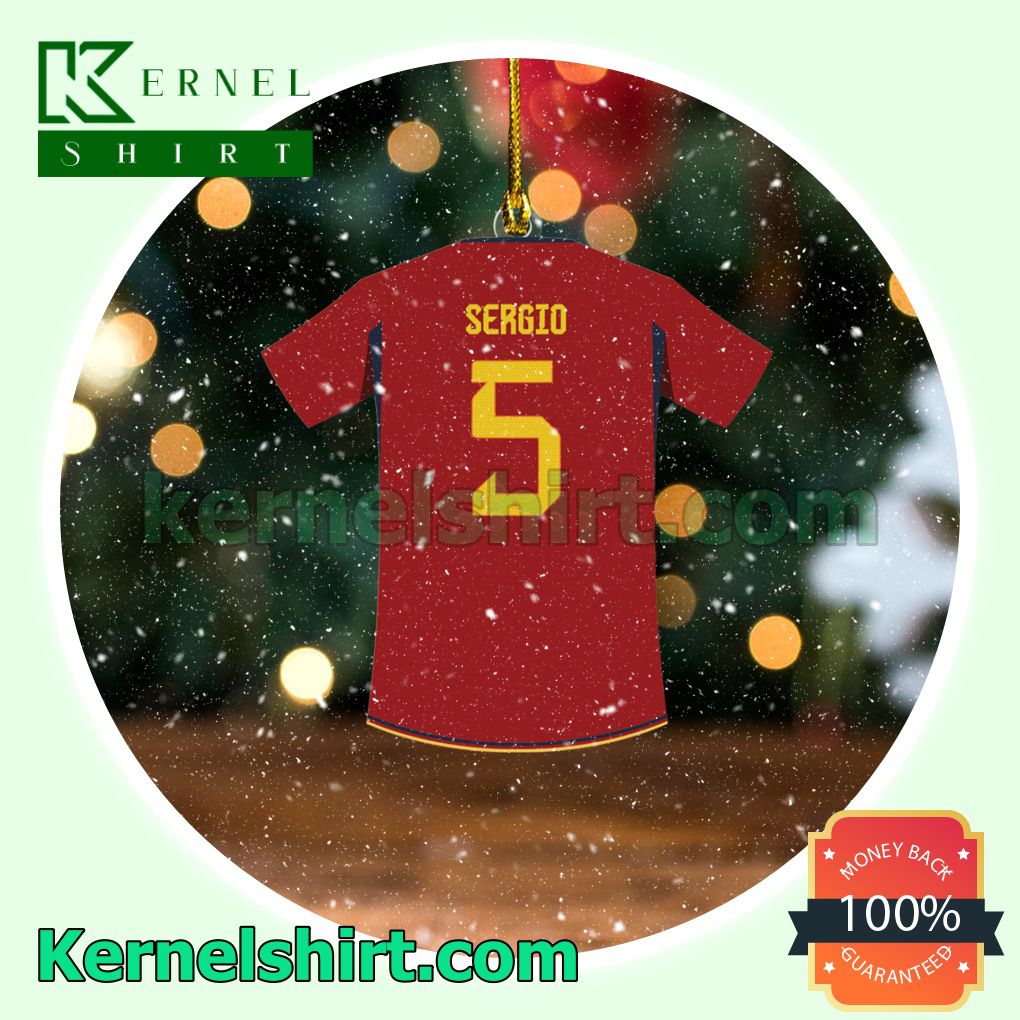 Spain Team Jersey - Sergio Busquets Fan Holiday Ornaments a