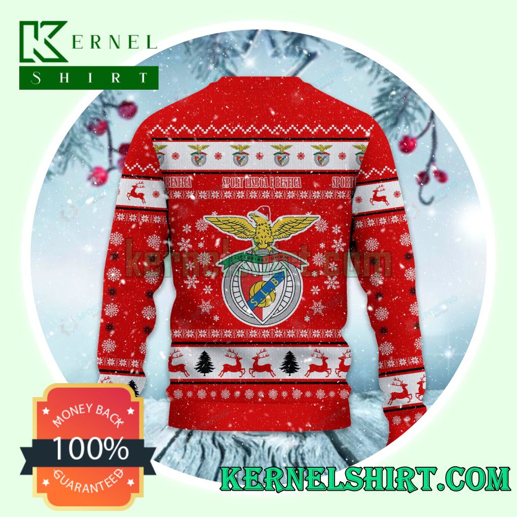 Sport Lisboa e Benfica Club Snowflake Xmas Knit Sweaters b