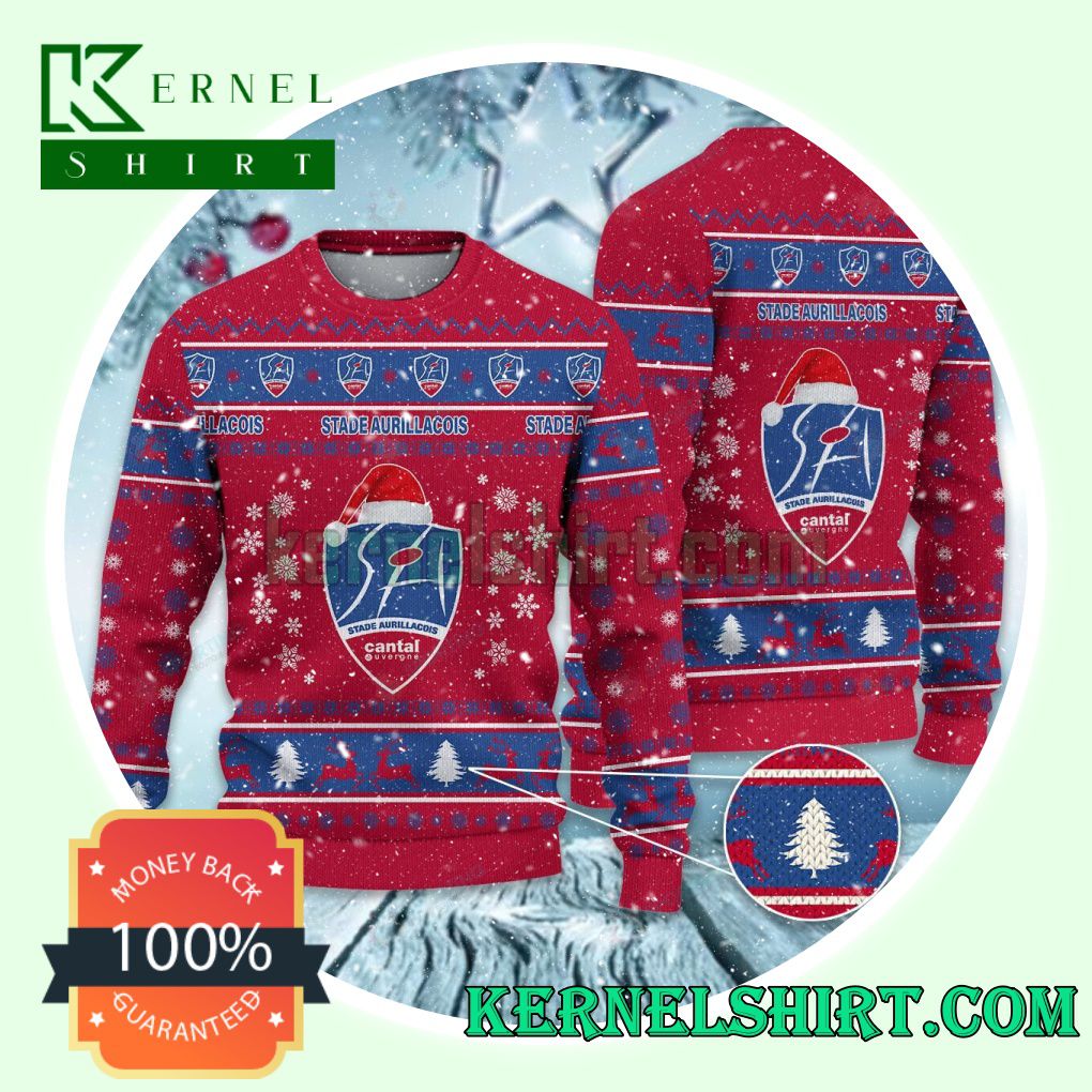 Stade Aurillacois Cantal Auvergne Club Snowflake Xmas Knit Sweaters