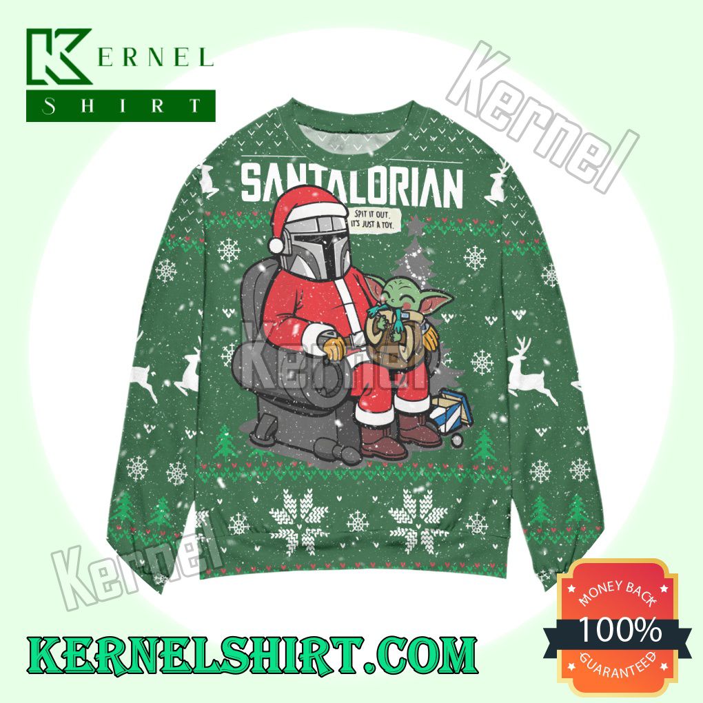 Star Wars Santalorian & Baby Yoda Snowflake Knitted Christmas Sweatshirts