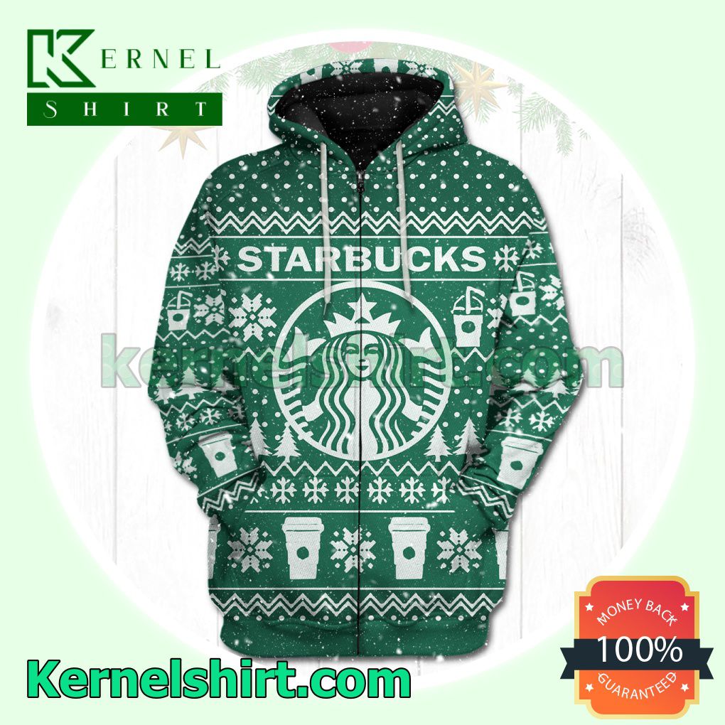 Starbucks Xmas Ugly Hoodie Jacket