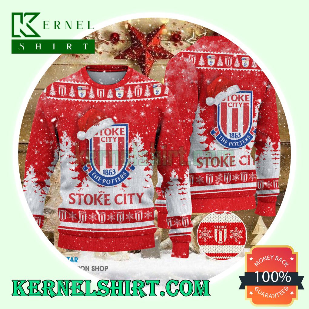 Stoke City F.C Club Santa Hat Xmas Knit Sweaters
