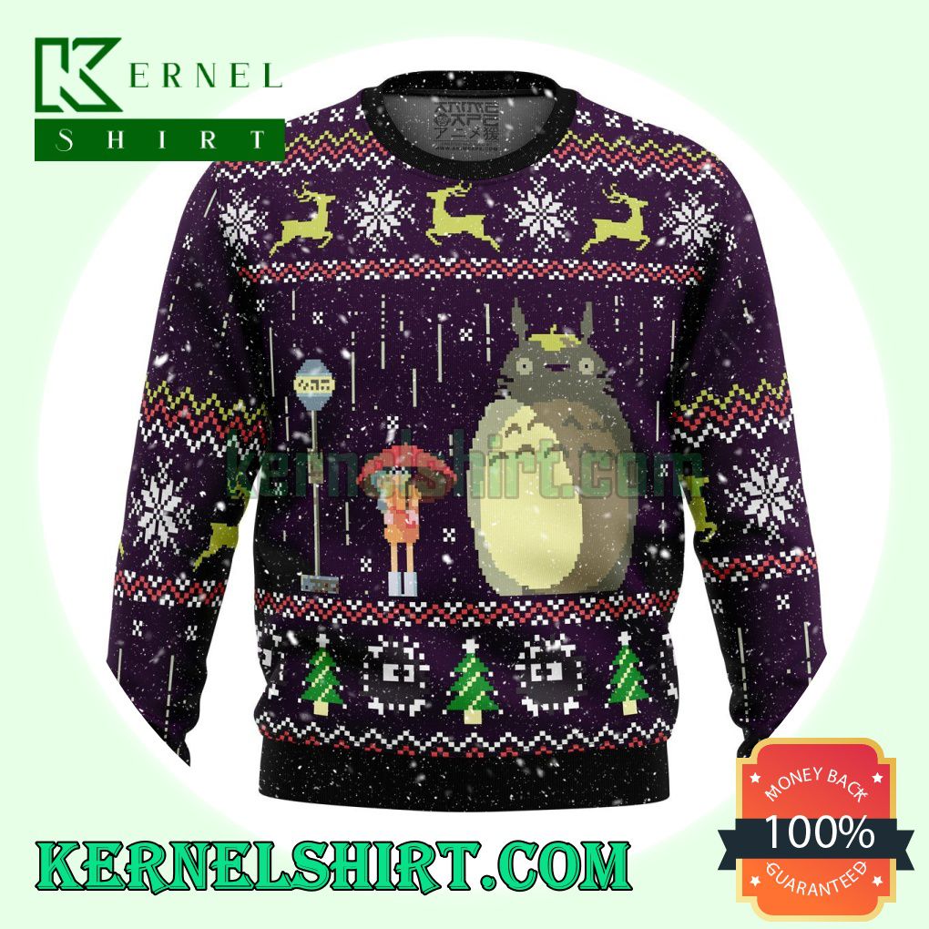 Studio Ghibli Totoro Rain Miyazaki Manga Anime Knitting Christmas Sweatshirts
