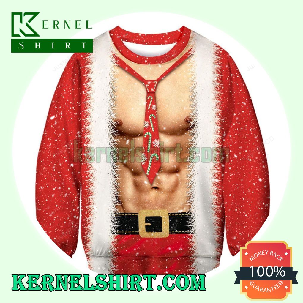 Super Funny Cool Santa Claus Cosplay Knitting Christmas Sweatshirts