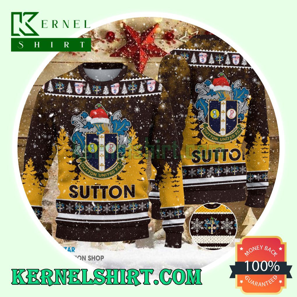 Sutton United Club Santa Hat Xmas Knit Sweaters