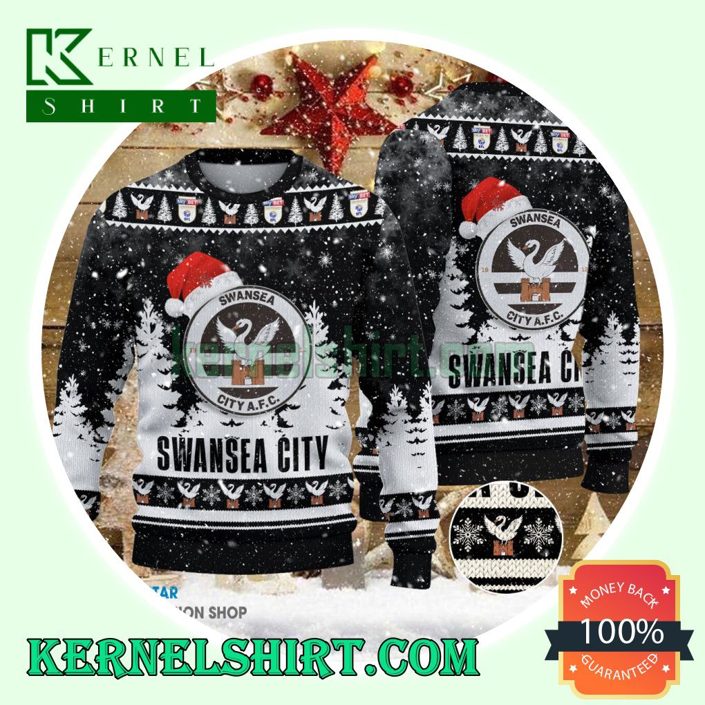 Swansea City A.F.C Club Santa Hat Xmas Knit Sweaters