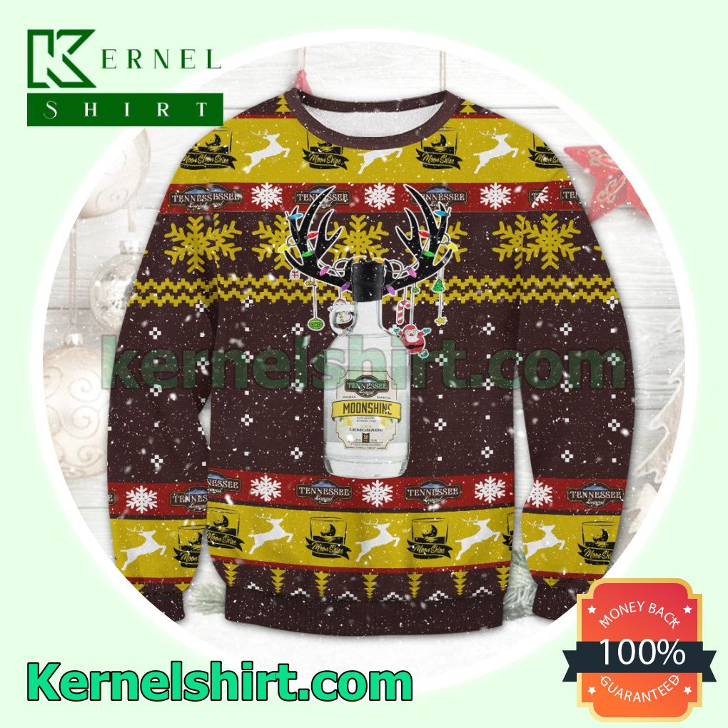 Tennessee Legend White Lightning Moonshine Reindeer Version Knitted Christmas Sweatshirts
