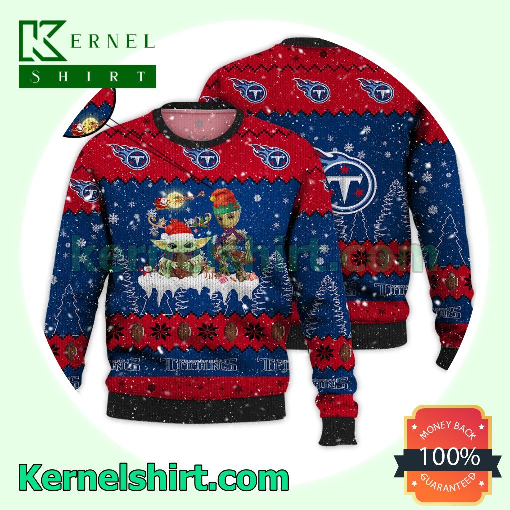 Tennessee Titans Baby Yoda, Groot Knitted Christmas Jumper