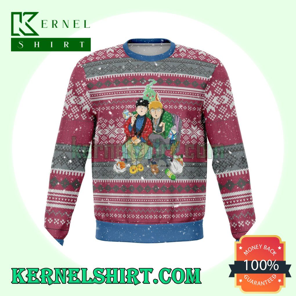 Teruli & Ryo Mob Psycho 100 Premium Manga Anime Knitting Christmas Sweatshirts