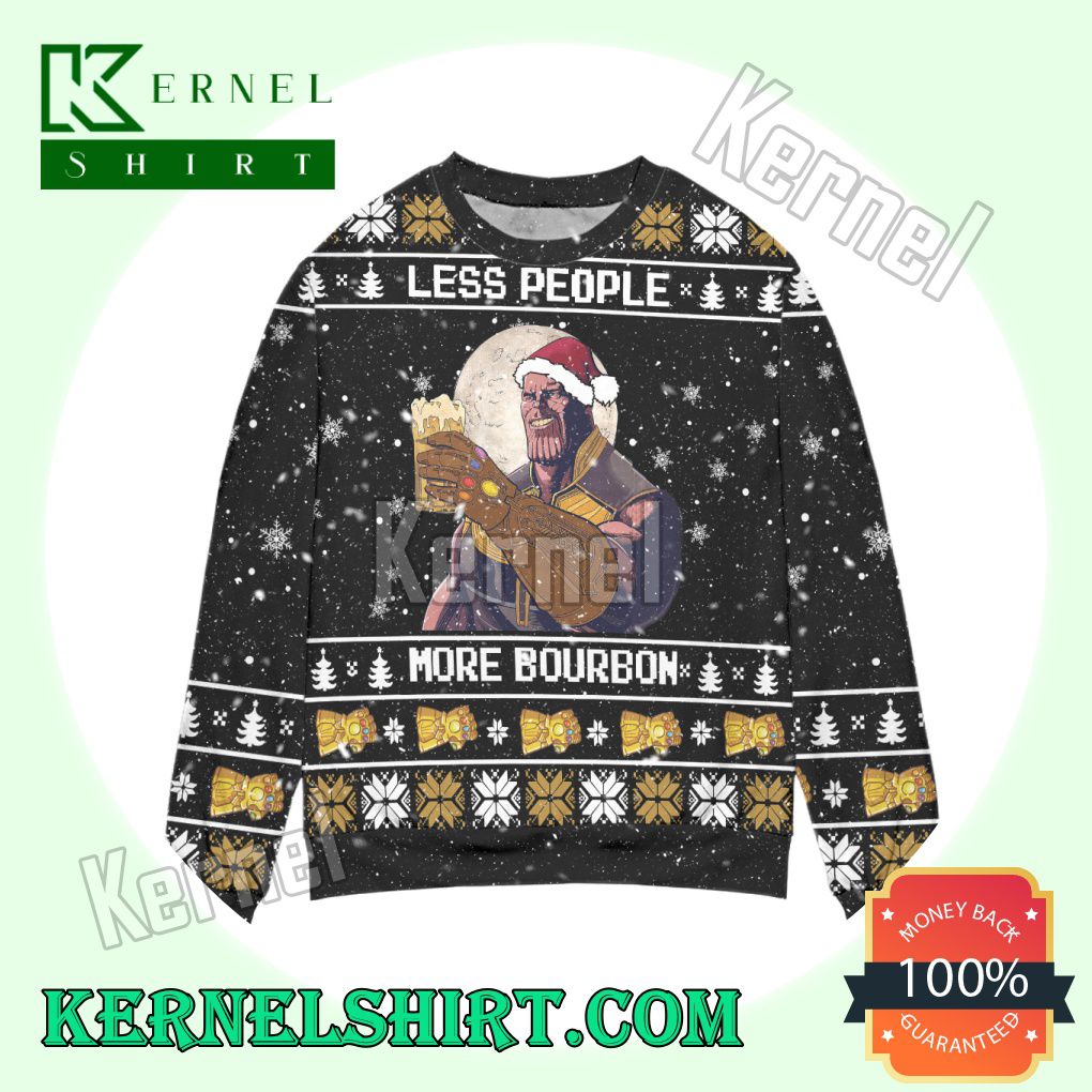 Thanos Less People More Bourbon Snowflake Knitted Christmas Sweatshirts