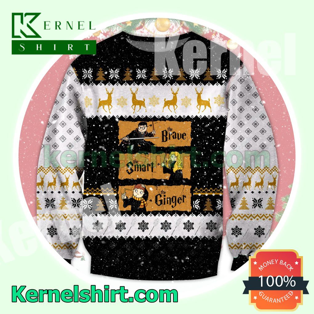 The Brave Harry Potter The Smart Hermione The Ginger Ron Weasley Friends Knitted Christmas Sweatshirts