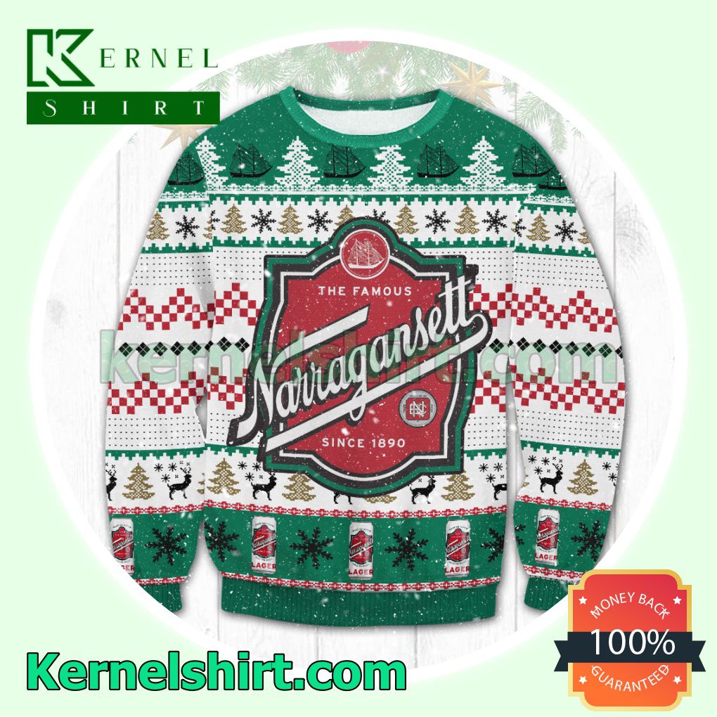 The Famous Narragansett Lager Beer Logo Since 1890 Pine Tree Knitted Christmas Sweatshirts