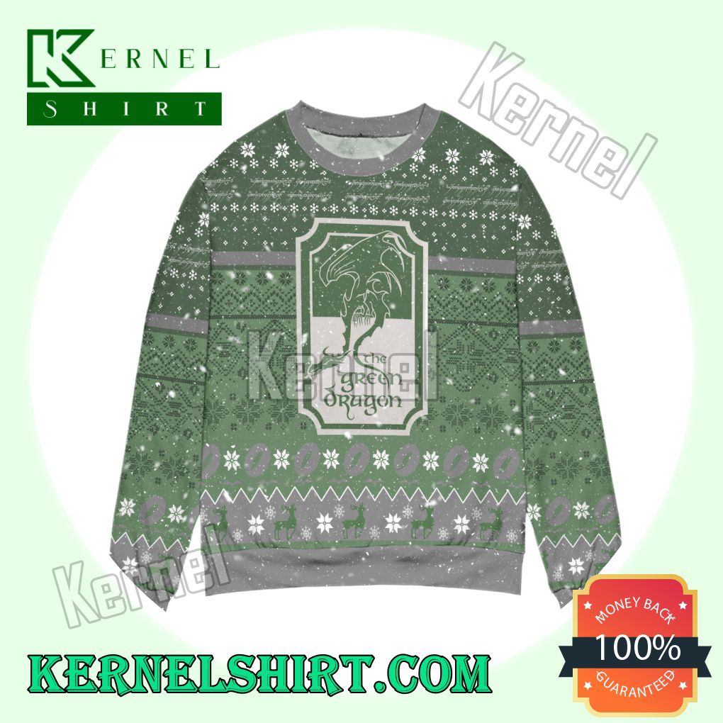 The Green Dragon Lord Of The Rings Snowflake Knitted Christmas Sweatshirts