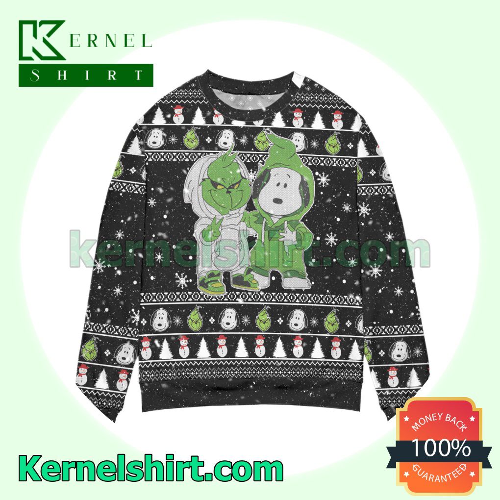 The Grinch And Snoopy Knitted Christmas Sweatshirts