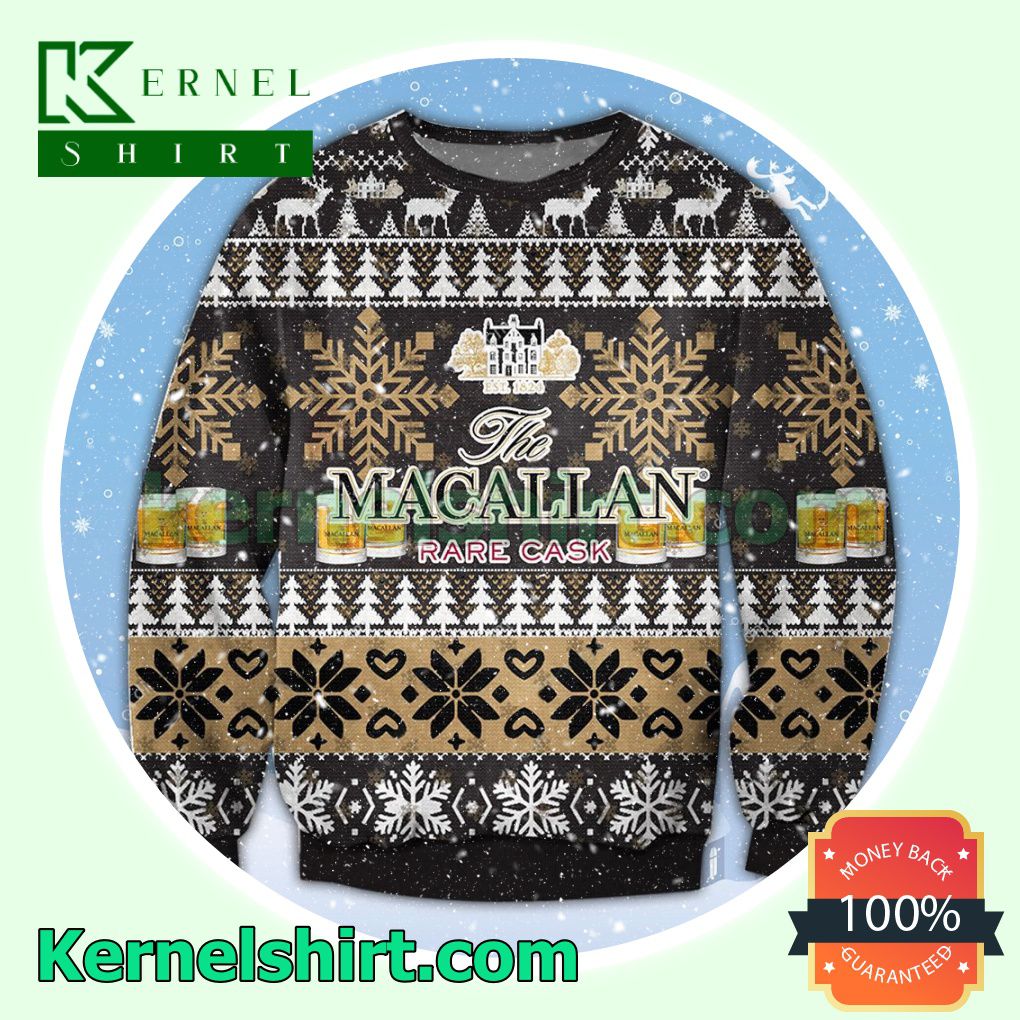 The Macallan Rare Cask Whiskey Knitted Christmas Sweatshirts