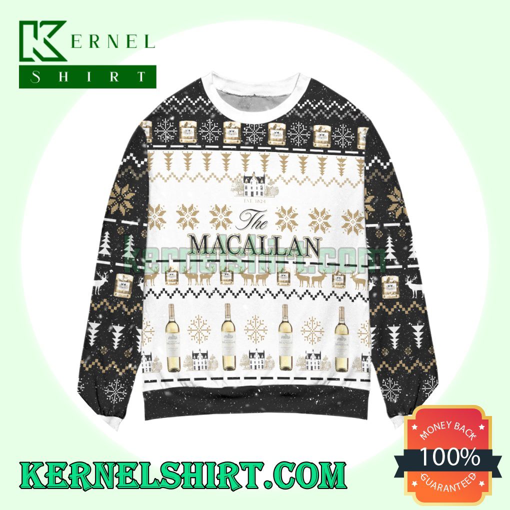 The Macallan Whisky Reindeer & Snowflake Pattern Knitting Christmas Sweatshirts