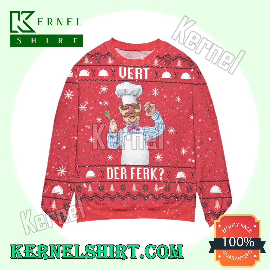 The Swedish Chef Vert Der Ferk The Muppet Show Snowflake Knitted Christmas Sweatshirts