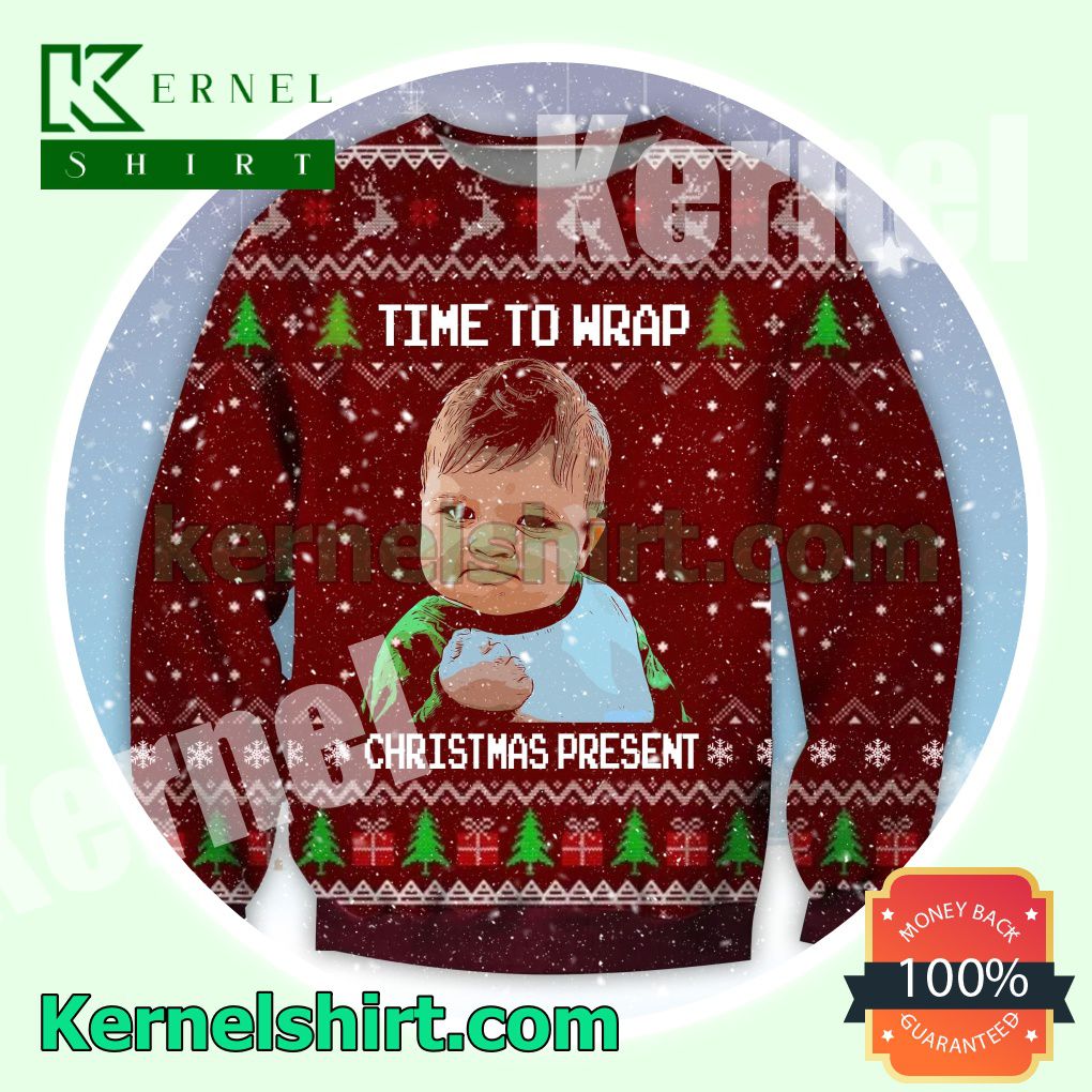 Time To Wrap Christmas Present Meme Snowflake Knitted Christmas Sweatshirts