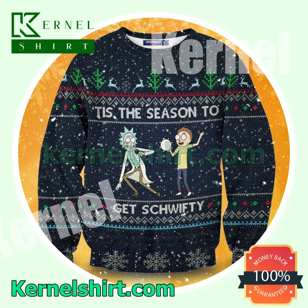 Tis The Season To Get Schwifty Rick And Morty Knitted Christmas Sweatshirts