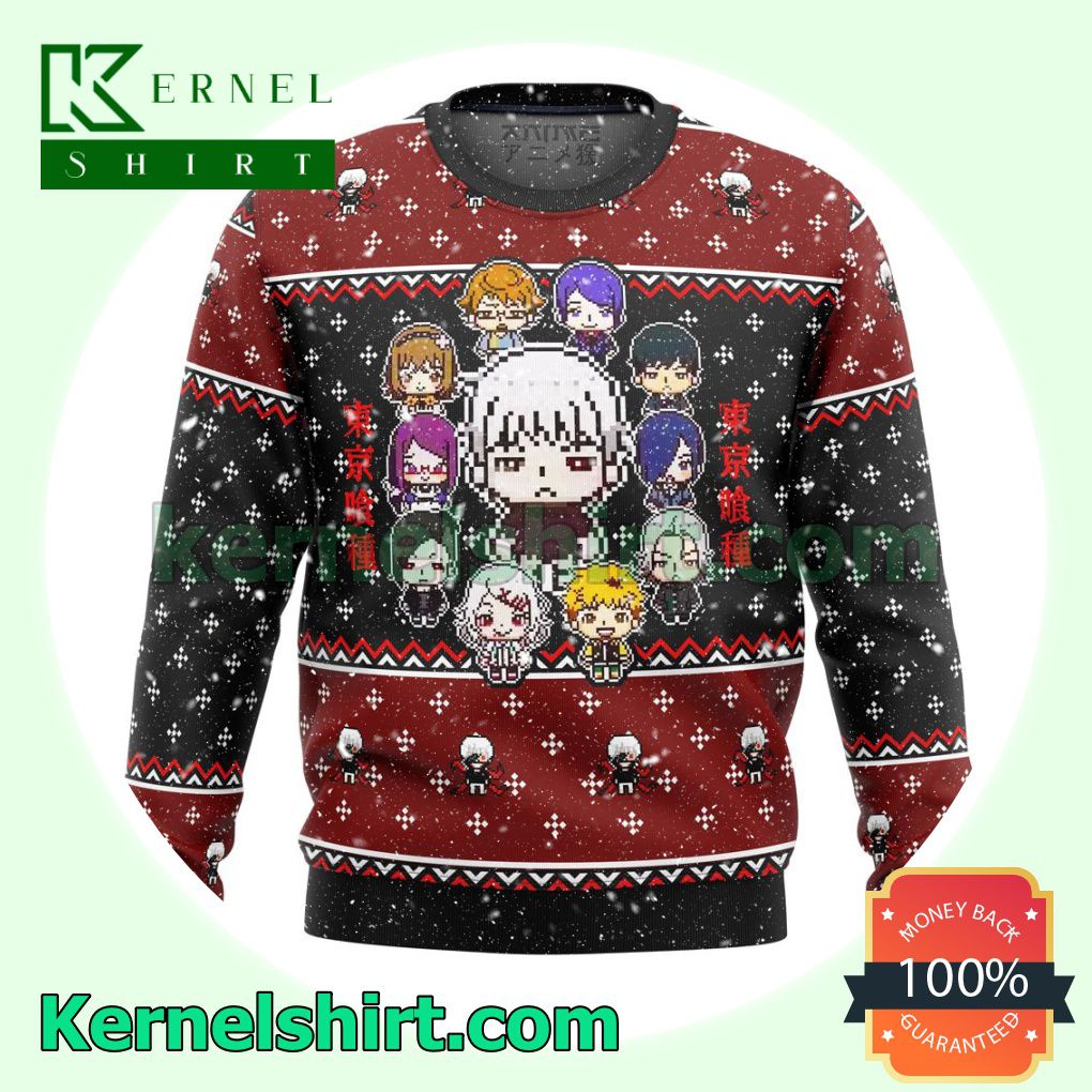 Tokyo Ghoul Chibi Sprites Manga Anime Xmas Christmas Sweatshirts