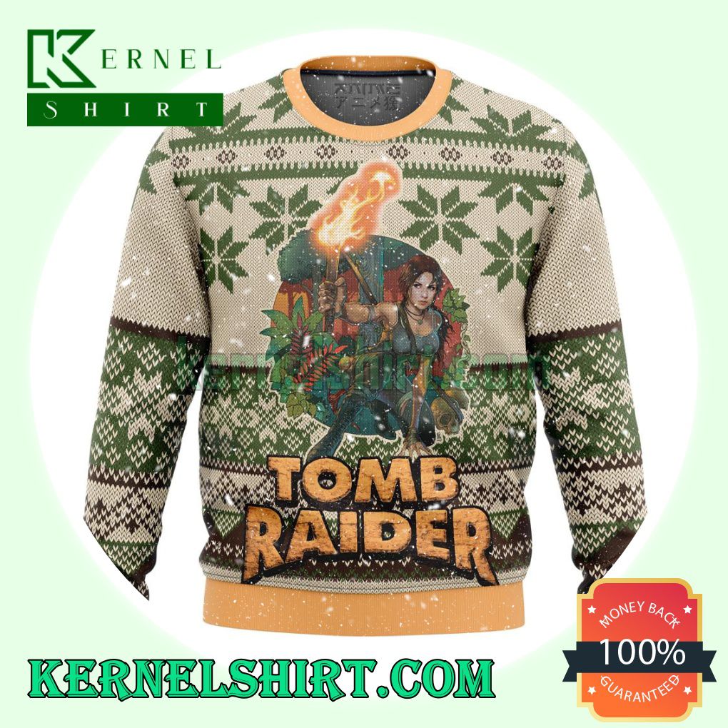 Tomb Raider Alt Premium Text Knitting Christmas Sweatshirts