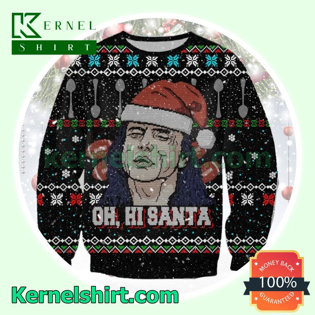 Tommy Wiseau Oh Hi Santa Snowflake Knitted Christmas Sweatshirts