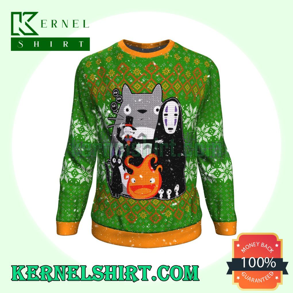 Totoro No Face Kakashi No Kabu Calcifer Christmas Sweatshirts