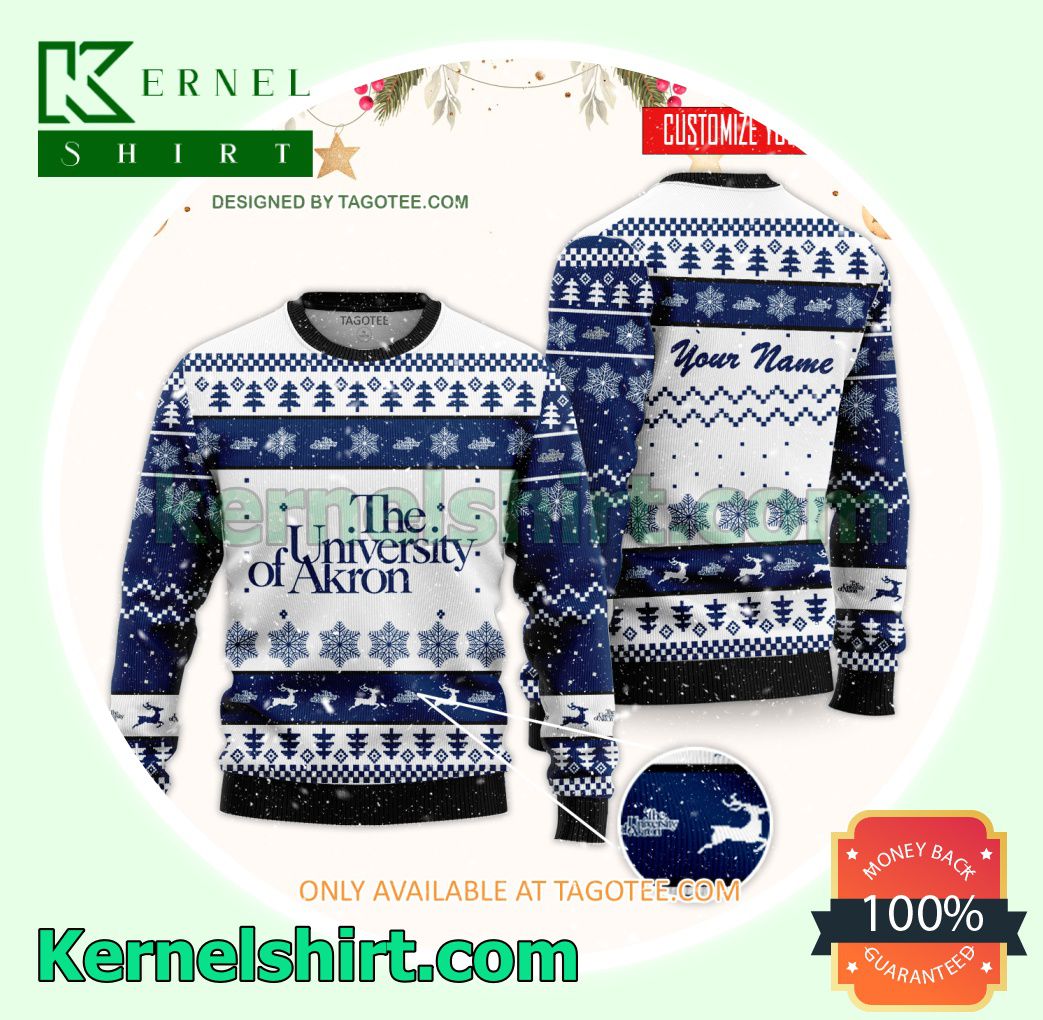 University of Akron Logo Xmas Knit Jumper Sweaters