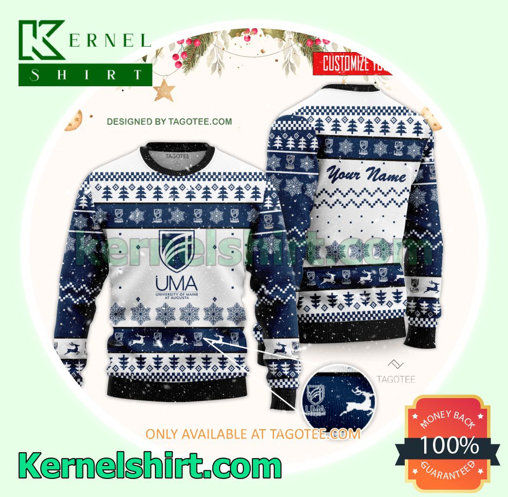 University of Maine at Augusta Logo Xmas Knit Jumper Sweaters