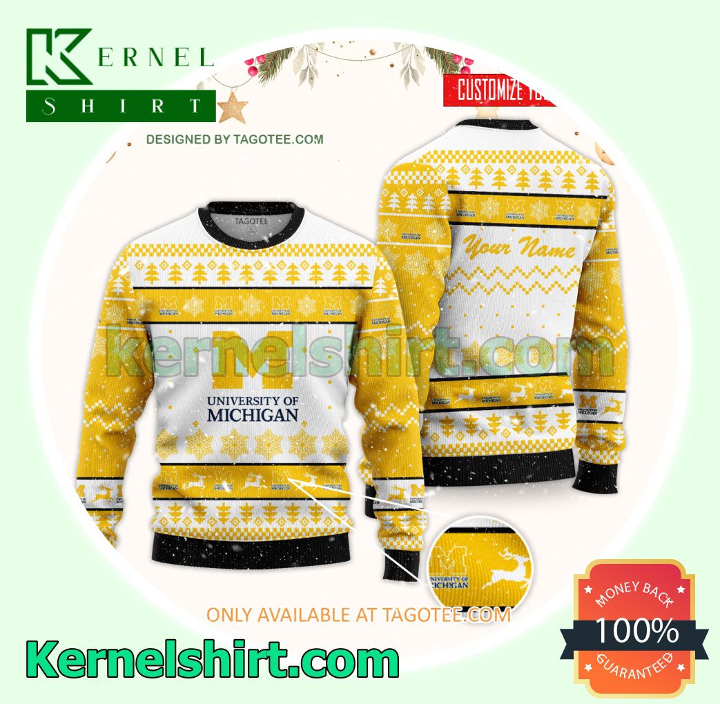 University of Michigan Logo Xmas Knit Jumper Sweaters